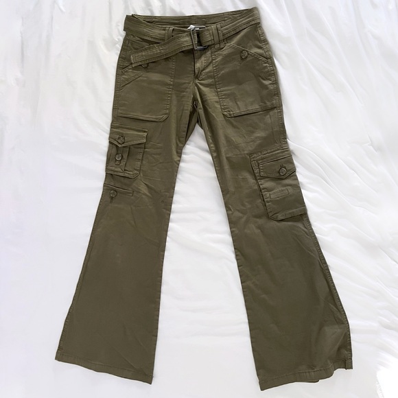 Garage Pants & Jumpsuits Garage Flare Cargo Pants W Belt In Green